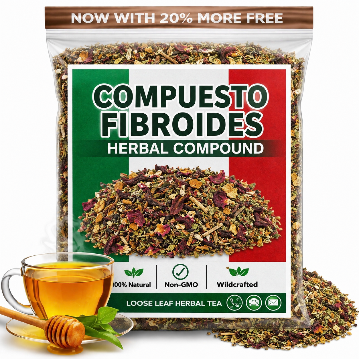 FIBROID TEA – Organic Herbal Blend for Hormonal Balance & Uterine Tissue Health, Natural Womb Support Traditional Ancient Mexican Herbal Mixture 4oz