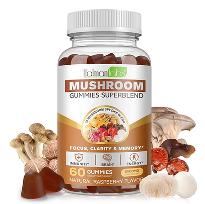 Mushroom Gummies 14 Blend, 3500mg, 10:1 Extract, with Lions Mane, Reishi, Chaga