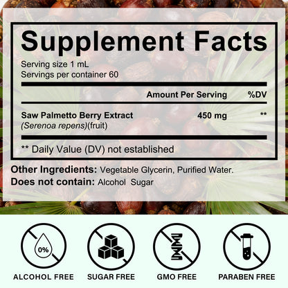 Saw Palmetto for Men & Women - Pure Vegan Liquid Drops Saw Palmetto