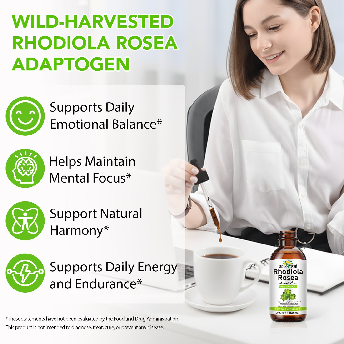 Rhodiola Supplement Liquid - Pure Rhodiola Rosea Tincture for Calmness Support