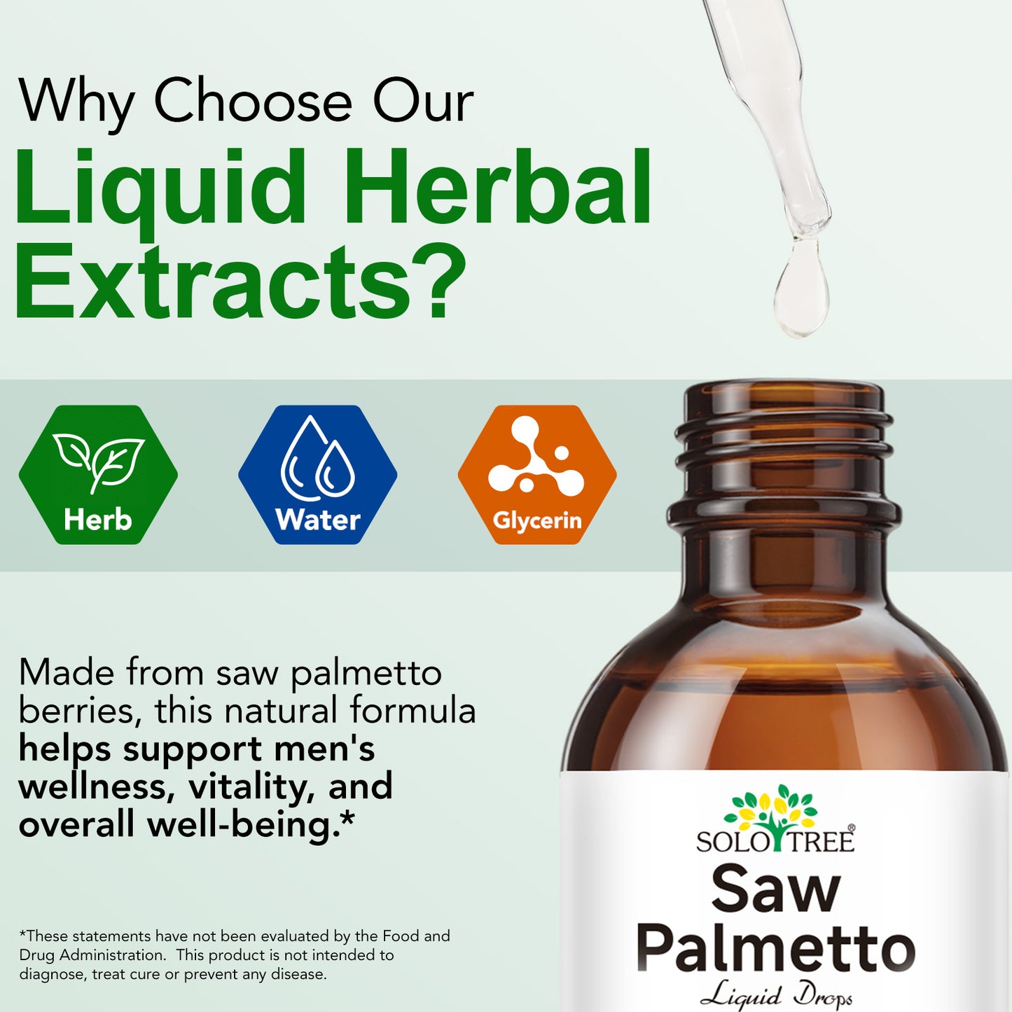 Saw Palmetto for Men & Women - Pure Vegan Liquid Drops Saw Palmetto