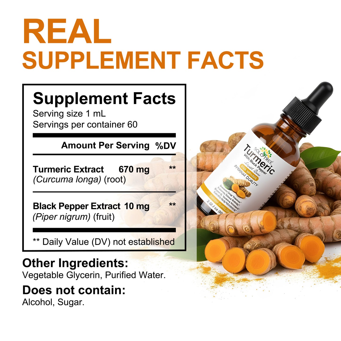 Turmeric Curcumin with Black Pepper Drops - Organic Turmeric Supplement Drops