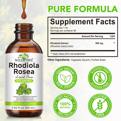 Rhodiola Supplement Liquid - Pure Rhodiola Rosea Tincture for Calmness Support