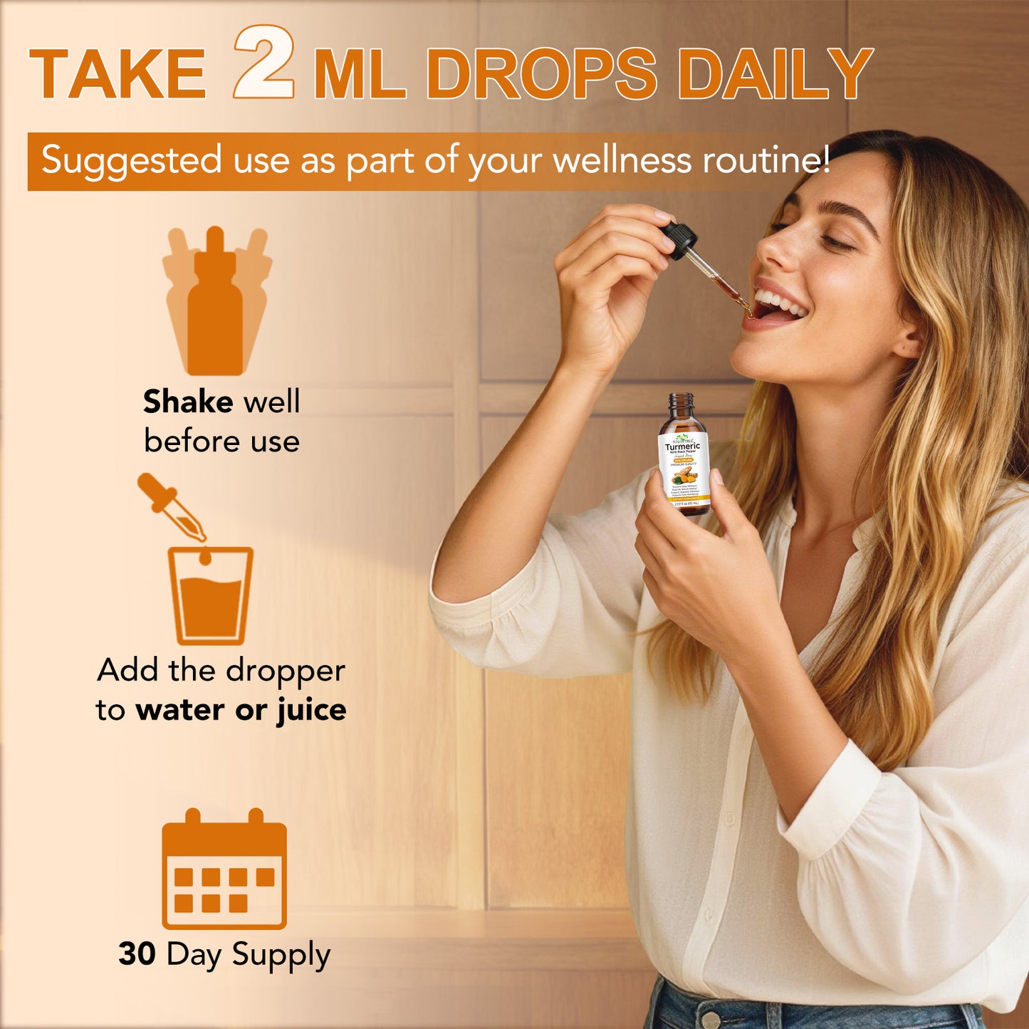 Turmeric Curcumin with Black Pepper Drops - Organic Turmeric Supplement Drops