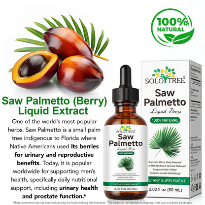 Saw Palmetto for Men & Women - Pure Vegan Liquid Drops Saw Palmetto