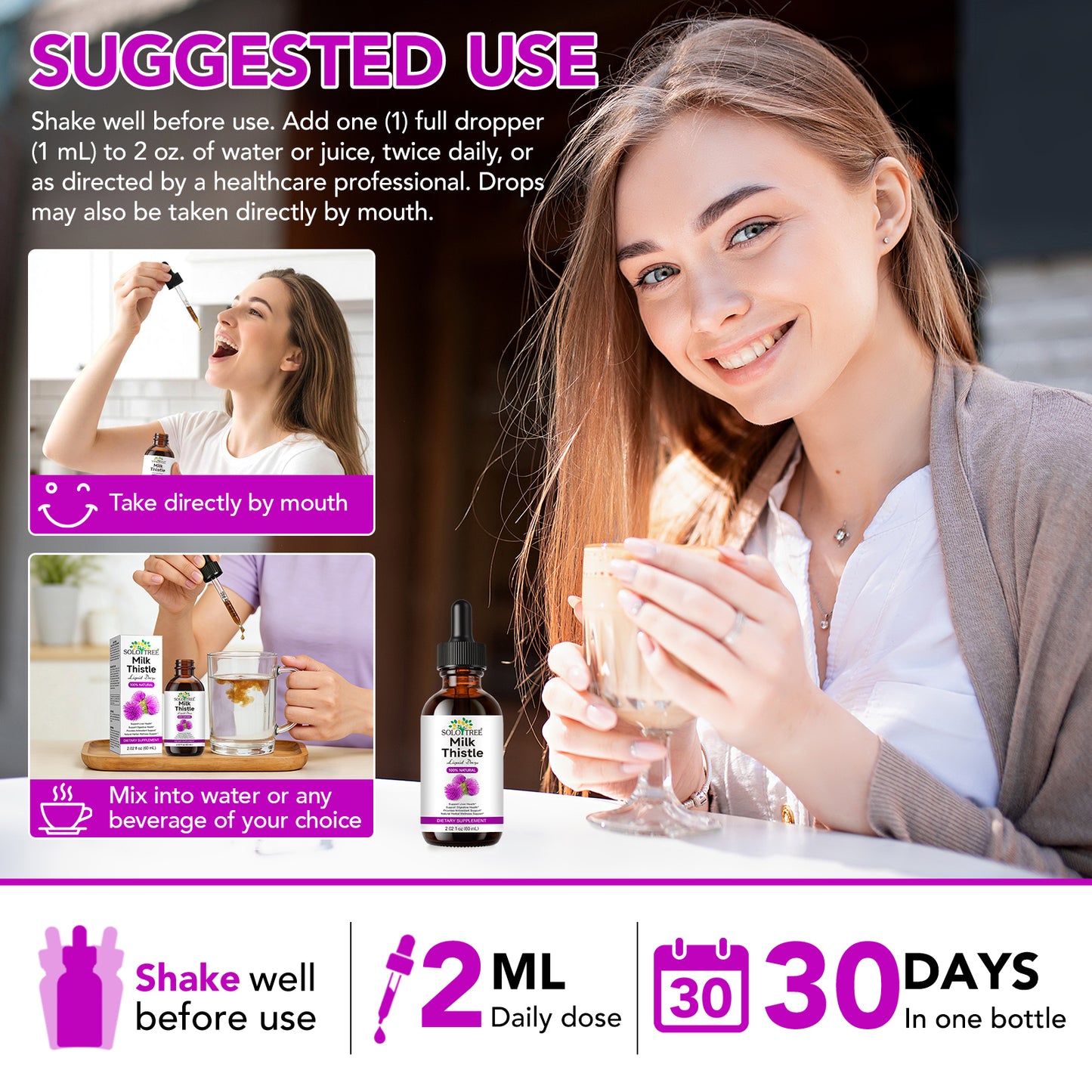 Milk Thistle Seed Oil Extract 2 fl oz - CO2 Liquid Milk Thistle Extract - Rich in Silymarin, VIT E, Zinc, Omegas, Tocopherols - Sweet and Pleasant Taste