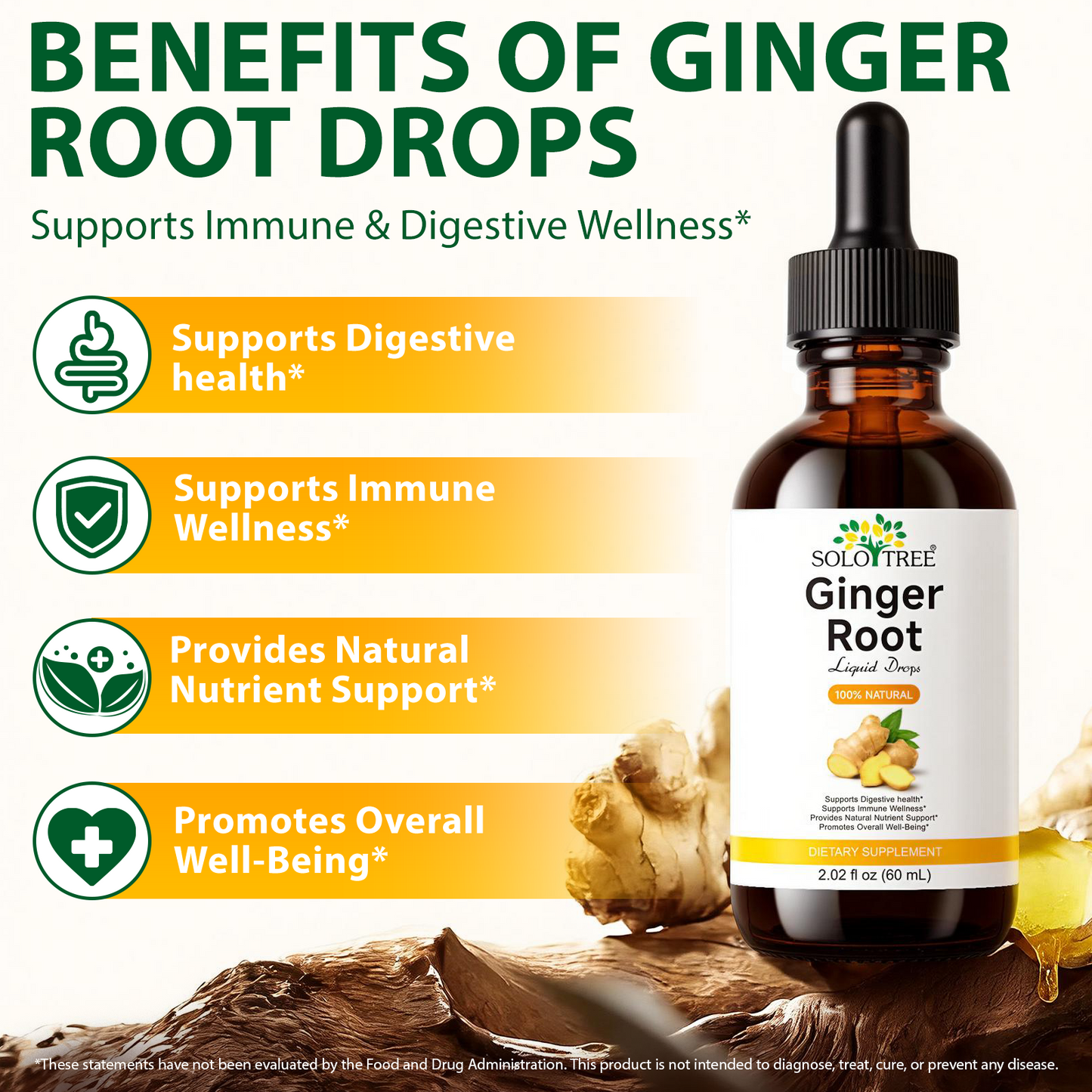 Ginger Root Extract Drops - Immune & Digestive Support - Liquid Ginger Supplements