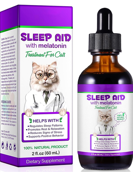 Melatonin for Cats, Sleep Aid for Cats Supports Cat Stress & Anxiety Relief 60ml