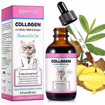 Liquid Collagen for Cats - Hip and Joint Support with MSM, Ginger - Boost Immuni