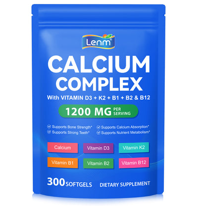 Calcium Complex Supplement with D3, K2, B1, B2 & B12 | Supports Bone Strength and Healthy Teeth | Easy to Digest | for Men & Women