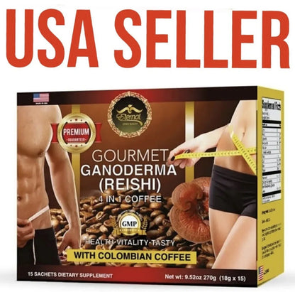 Gourmet Ganoderma (Reishi) 4 in 1 coffee 15 sachets WITH COLUMBIAN COFFEE