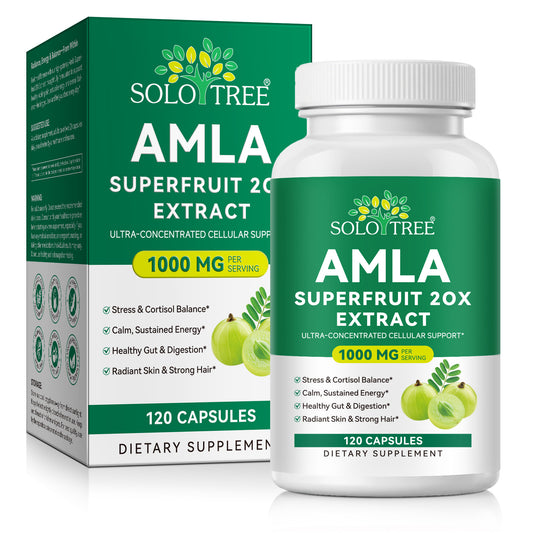 AMLA Superfruit 20X Extract 1000 MG Per Serving 120 Capsules for Stress Cortisol Balance Calm Energy Healthy Gut Digestion Radiant Skin Strong Hair