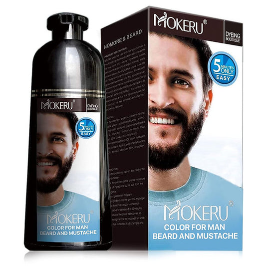 MOKERU Hair Color Shampoo MOKERU Men's Mustache & Beard Black Hair Color Dye Sha