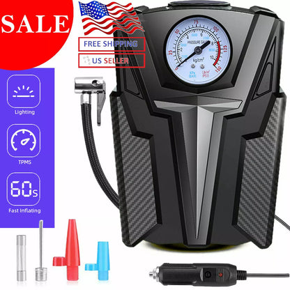 Heavy Duty Portable Air Compressor Car Tire Inflator Electric Pump Auto 12V