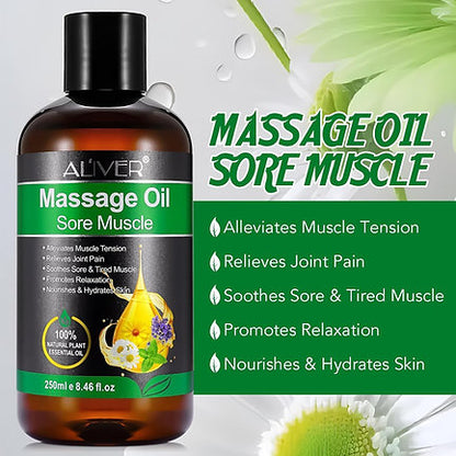 Sore Muscle Massage Oil, Natural Therapy Oil with Arnica and Chamomile Relaxing