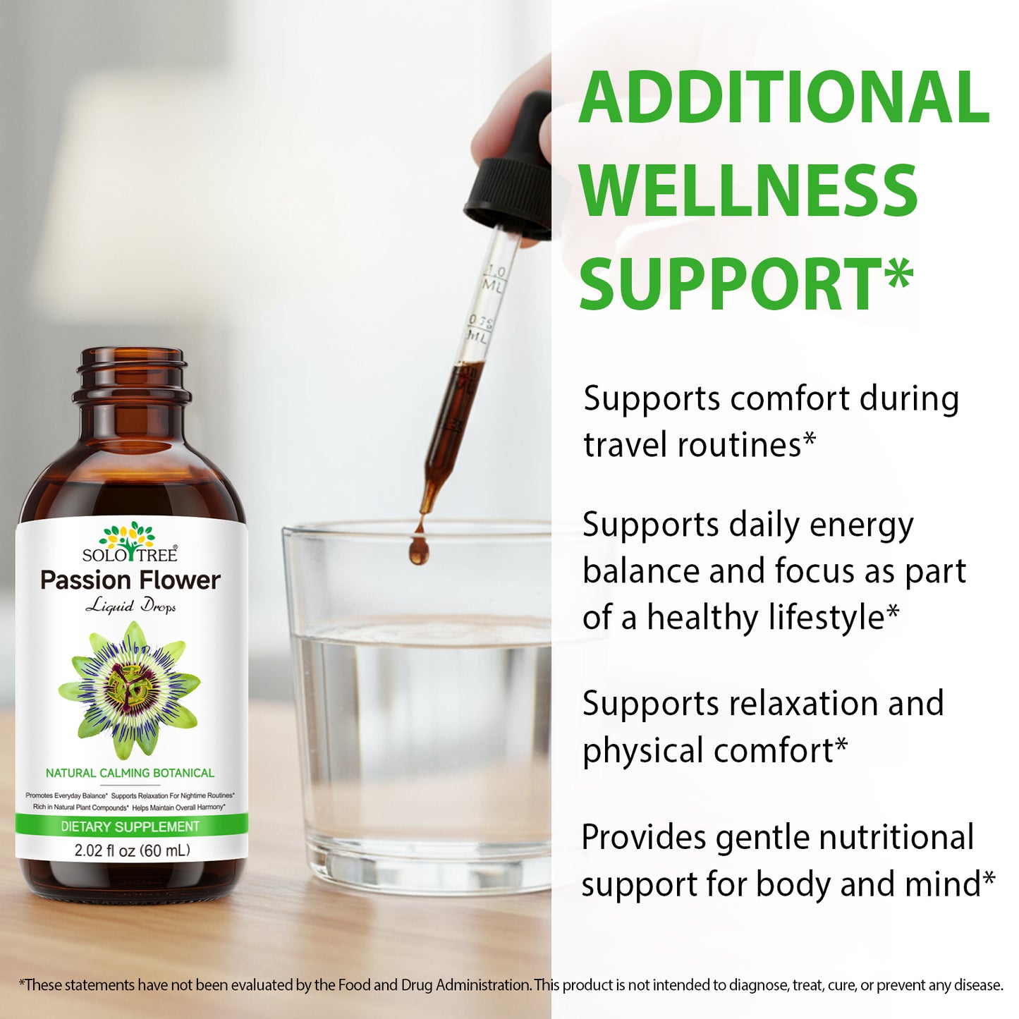 Passion Flower for Stress Relief - Calm & Mood Support - Pure Vegan Liquid Drops Passion Flower Extract