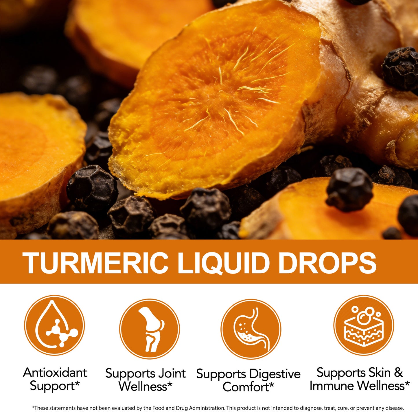 Turmeric Curcumin Supplement with Black Pepper Extract Liquid Drops to Support Joint Mobility Relief and Digestive Health Multi Turmeric Supplement- 2 Fl Oz
