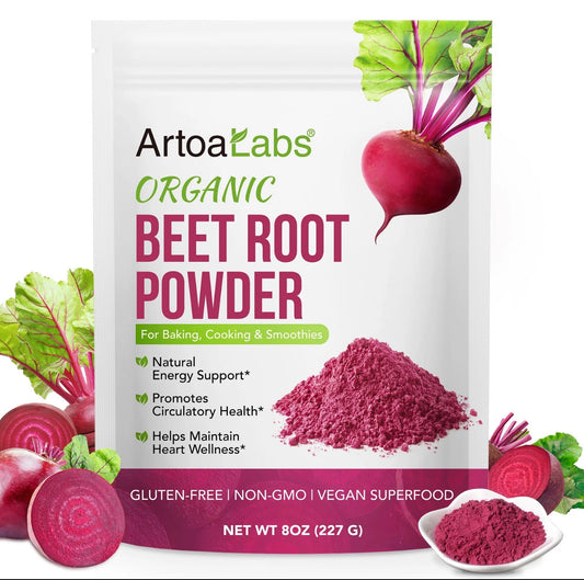 8oz Organic Beet Root Powder for Smoothies, Baking & Juice. Raw Beetroot Superfood & Natural Red Food Coloring (8oz, Non-GMO, Earthy Flavor