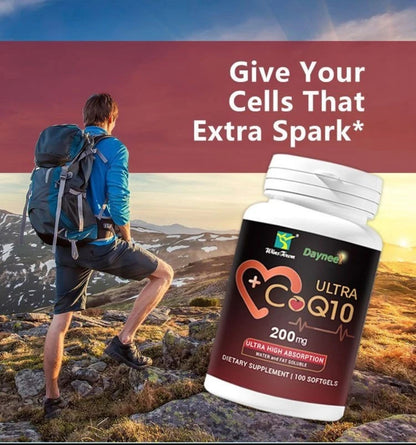CoQ10 100mg Softgels, Ultra CoQ10 200mg, 3x Better Absorption, Antioxidant for Heart Health & Energy Production, Coenzyme Q10 Vitamins and Supplements, 4 Month Supply, 100 softgels