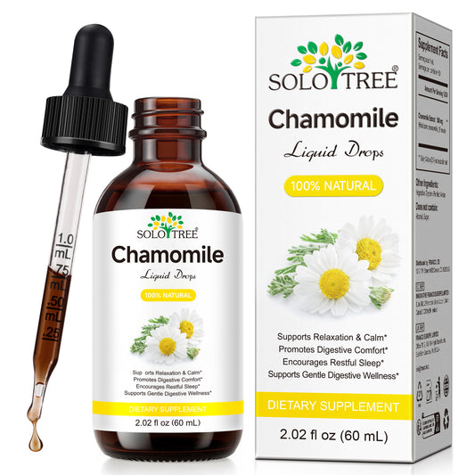 Chamomile Liquid Drops 100% Natural 2.02 fl oz 60 mL Dietary Supplement for Relaxation Calm Digestive Comfort Restful Sleep