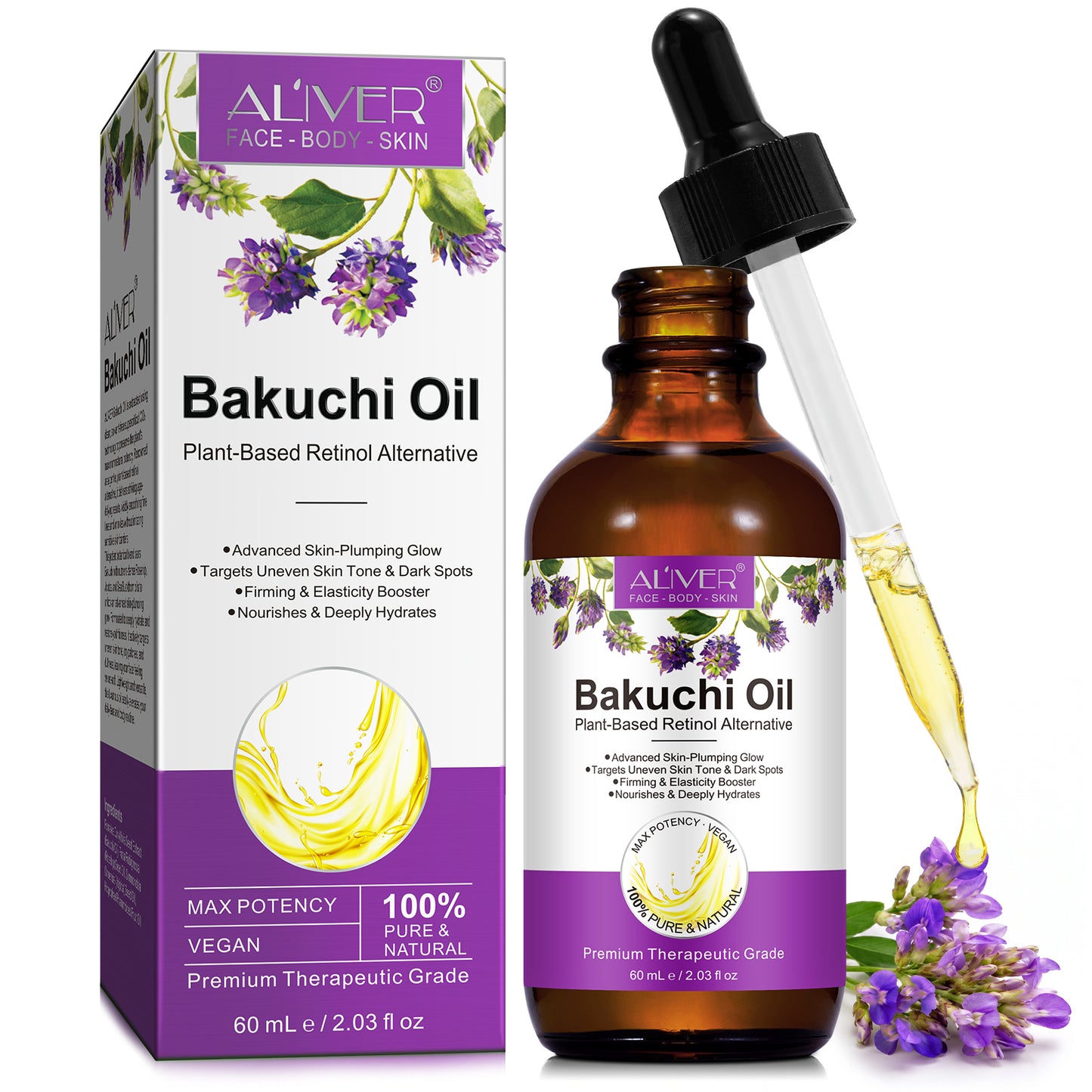 Bakuchi Oil Plant-Based Retinol Alternative 60ml Vegan Premium Therapeutic Grade for Advanced Skin-Plumping Glow