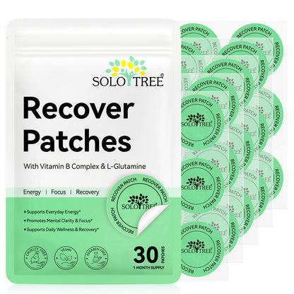 Recover Patches with Vitamin B Complex & L-Glutamine for Energy Focus and Recovery 30 Patches 1 Month Supply