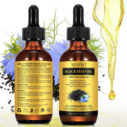 Black Seed Oil Organic Cold Pressed, 100% Pure and Natural Liquid, Enriched with