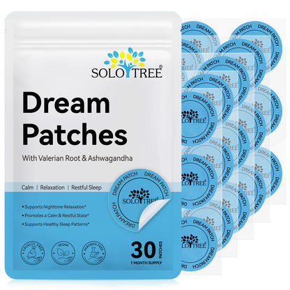 Dream Patches with Valerian Root & Ashwagandha for Calm Relaxation and Restful Sleep 30 Patches 1 Month Supply