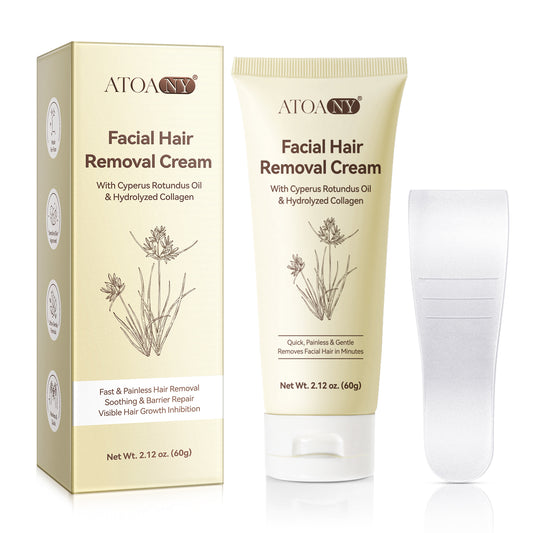 Facial Hair Removal Cream with Cyperus Rotundus Oil & Hydrolyzed Collagen 2.12 oz Fast Painless Hair Removal Soothing Barrier Repair