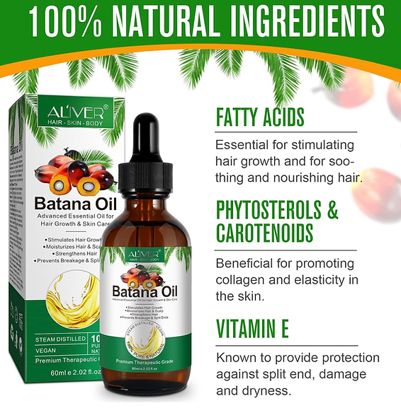 Batana Oil Hair Growth 2.0fl.oz Reduce Hair Loss By Thickening Moisturizing