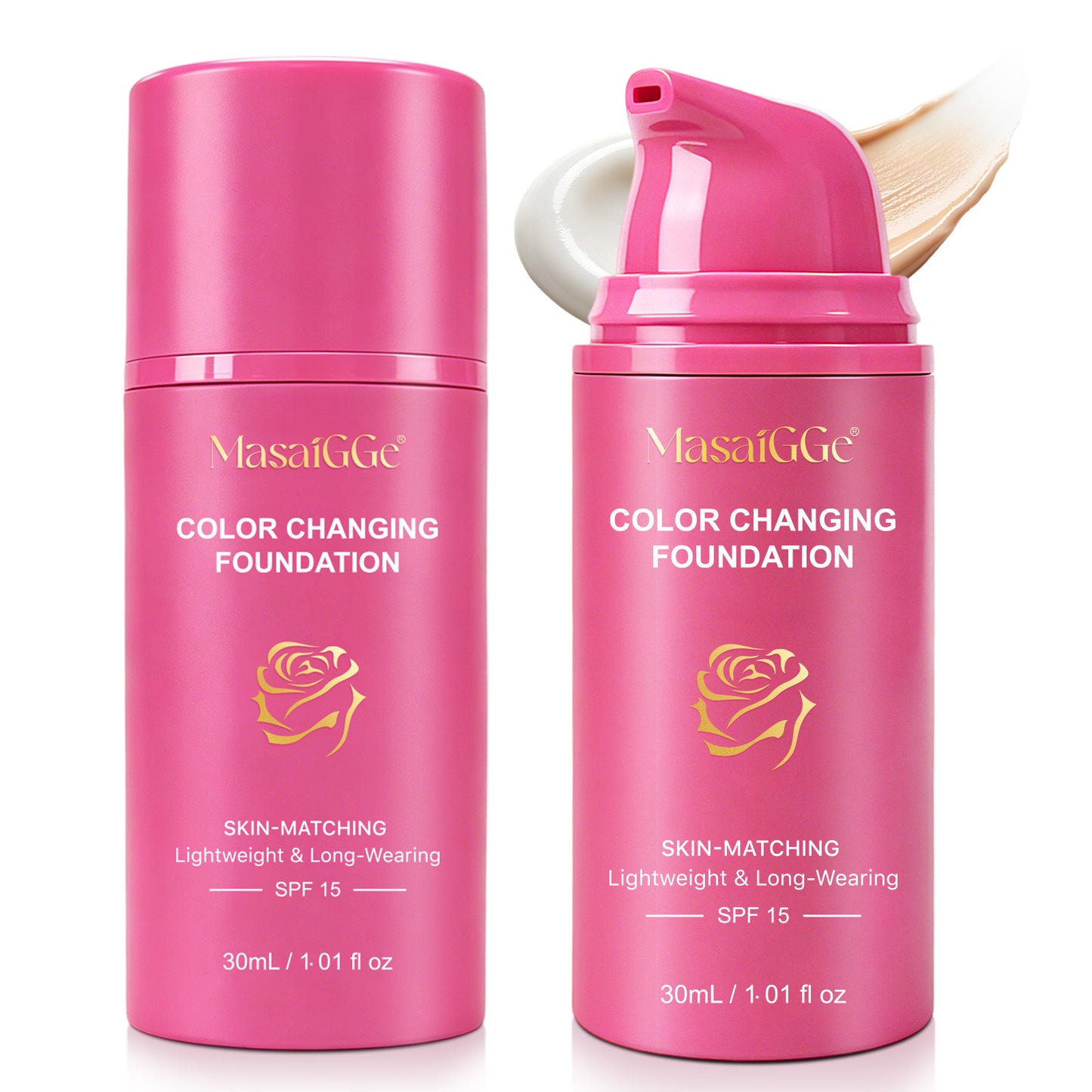 Color Changing Foundation SPF 15 Skin-Matching Lightweight Long-Wearing 30mL