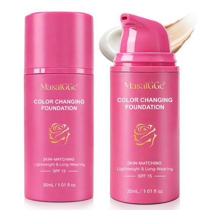 Color Changing Foundation SPF 15 Skin-Matching Lightweight Long-Wearing 30mL