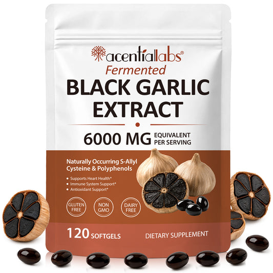 120pcs Fermented Black Garlic Extract 6000 MG per Serving 120 Softgels Gluten Free Non GMO Dairy Free Dietary Supplement