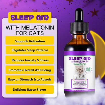 Melatonin for Cats, Sleep Aid for Cats Supports Cat Stress & Anxiety Relief 60ml