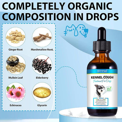 Kennel Cough for Dogs, 60ml Dog Cough, Herbal Drops for All Breeds & Sizes, Supp