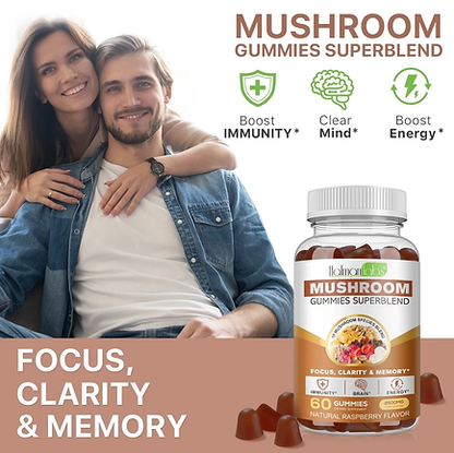 Mushroom Gummies 14 Blend, 3500mg, 10:1 Extract, with Lions Mane, Reishi, Chaga