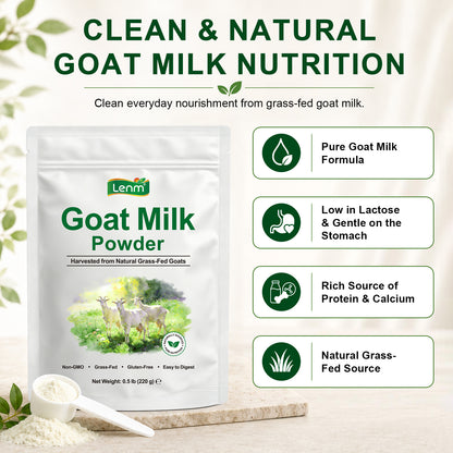 Goat Milk Powder, 100% Grass-Fed Whole Goat Milk, Naturally Contains A2 Protein, Easy to Digest Low Lactose Dairy Alternative