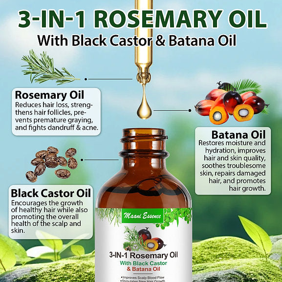 Aliver 3in1 Jamaican black Castor Oil With Pure Batana oil And Rosemary oil