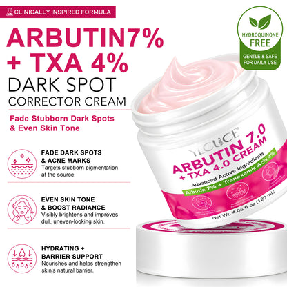 Arbutin 7% + 4% Tranexamic Acid Cream, Facial Cream for Niacinamide, Hydrating Arbutin Moisturizer, Reduce Dark Spots, Pigmentation & Blemishes for Even Tone, 120ml