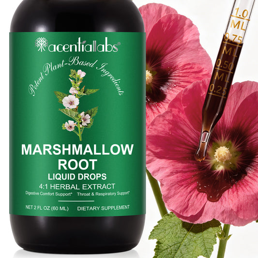 Marshmallow Root Liquid Drops 4:1 Herbal Extract 2 FL OZ Digestive Comfort Throat Respiratory Support Dietary Supplement
