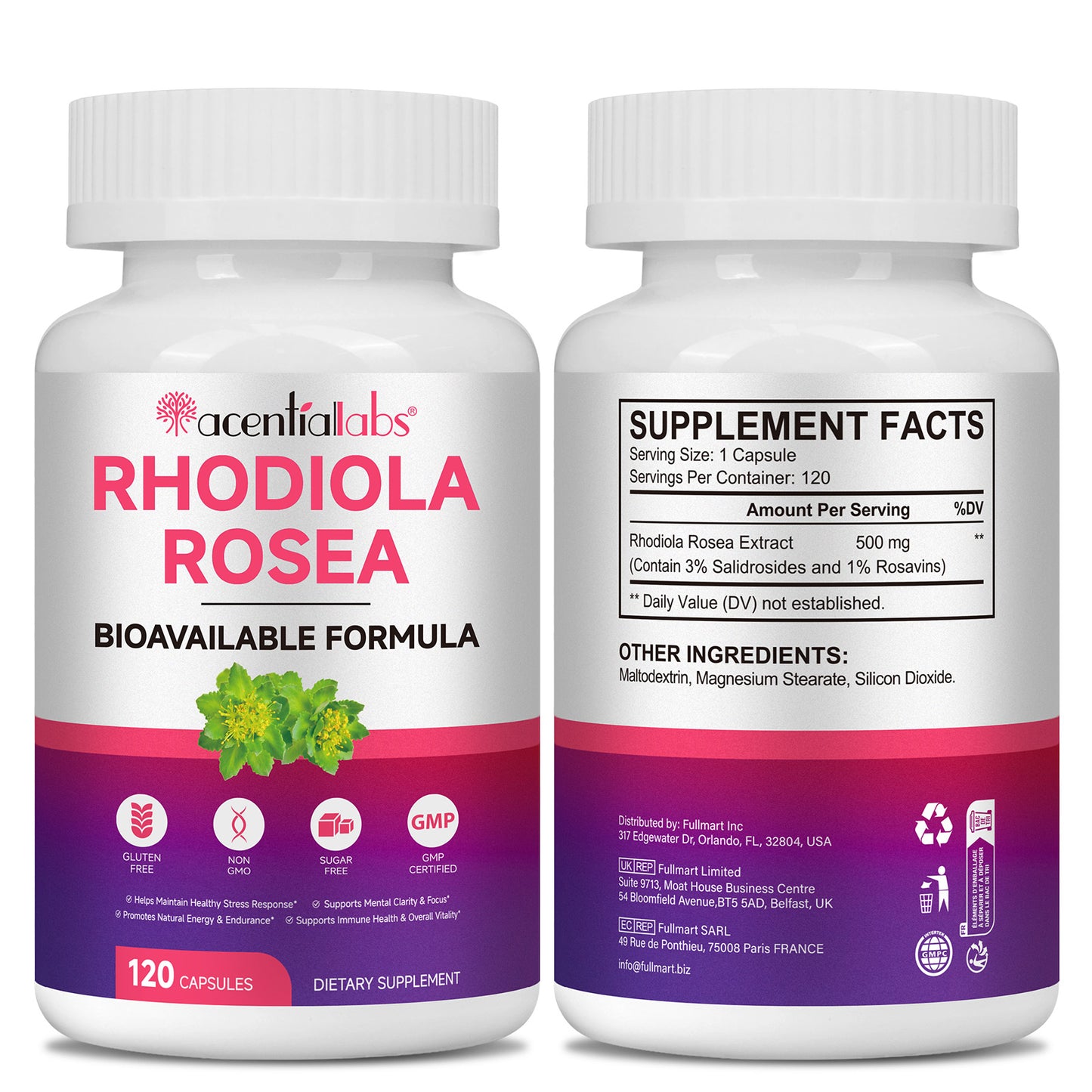 Rhodiola Rosea Vegetarian Capsules - Adaptogenic Herb - Brain, Stress & Mood Support - Non-GMO, 120 Count