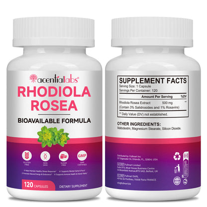 Rhodiola Rosea Vegetarian Capsules - Adaptogenic Herb - Brain, Stress & Mood Support - Non-GMO, 120 Count