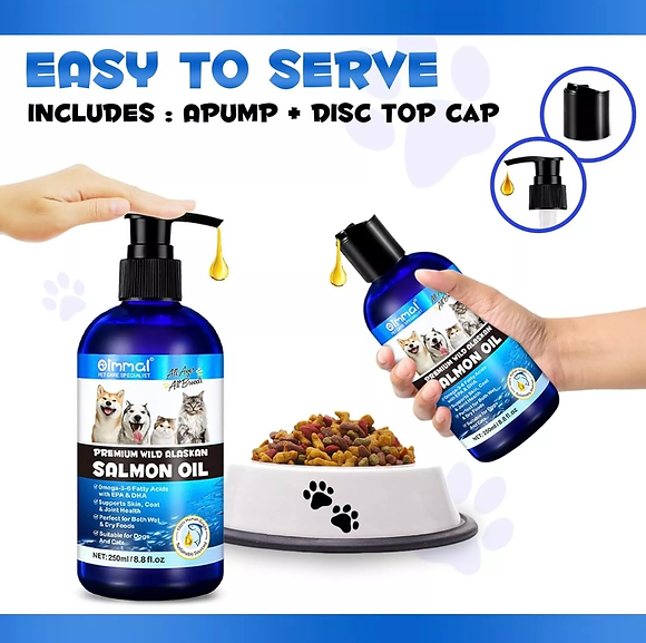 Salmon Oil for Dogs & Cats, Omega 3 Fish Oil for Dog'S Skin and Coat, Natural EP