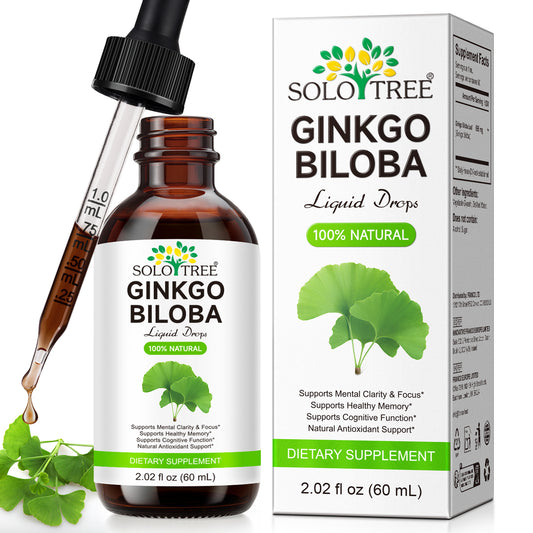 Ginkgo Biloba Liquid Drops 100% Natural 2.02 fl oz 60 mL Dietary Supplement for Mental Clarity & Focus