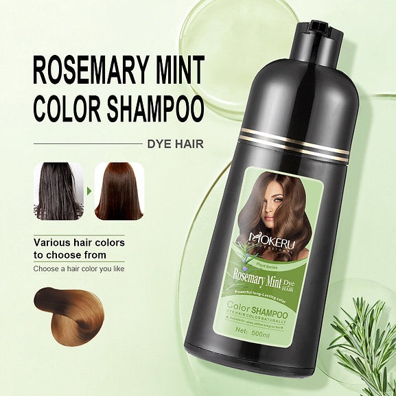 MOKERU 500ML Permanent ROSEMARY MINT Hair Dye Instant BLACK Hair Color Shampoo