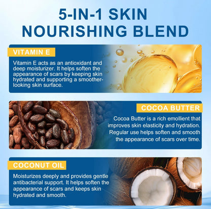 5in1 Scar Butter Cream with Vitamin E Coco shea  butter and Coconut oil helps skin recovery Scar Removal Gel with for Keloid Bump Scar Section Burns Daily Gentle Skincare Moisturizer for Women