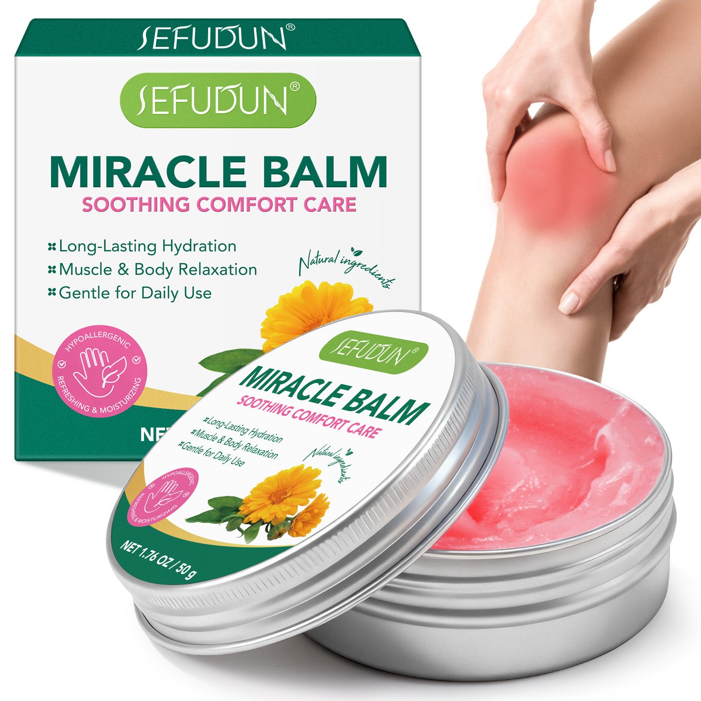 Miracle Balm - Soothing Massage Balm for Swollen Legs & Body with Arnica & Calendula - Nourishing Message Cream for Legs & Daily Care