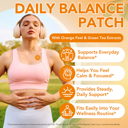 MB Patches with Orange Peel & Green Tea Extracts for Balance Focus Vitality 30 Patches 1 Month Supply