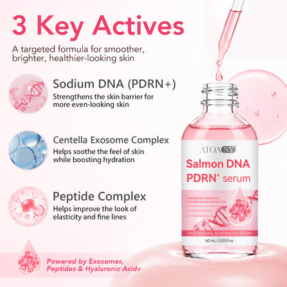 Salmon DNA PDRN+ Serum 60 mL Face Renewal & Hydration with Exosomes Peptides & Hyaluronic Acid for Surface Renewal and Glow