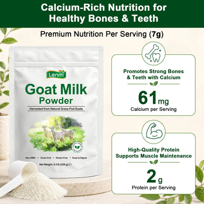Goat Milk Powder, 100% Grass-Fed Whole Goat Milk, Naturally Contains A2 Protein, Easy to Digest Low Lactose Dairy Alternative